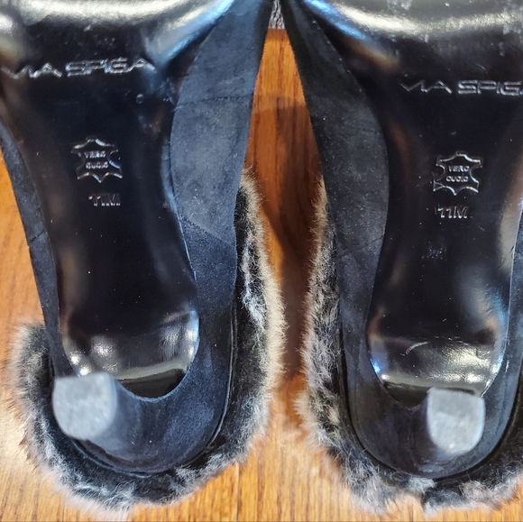 Via Spiga Vero Cucio Faux Fur High Heels Leather Boots Sz 11 - Picture 9 of 11